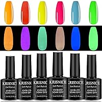Glow in The Dark Gel Nail Polish Set Green Hot Pink Yellow Purple Blue Fluorescent Bright 6 Colors Soak off UV LED for Nails Art Salon Party Home Glow Effect for DIY Nail Art Desi (KYG6-001)