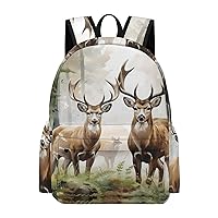 Deer Hunting Laptop Backpack for Women Men Cute Shoulder Bag Printed Daypack for Travel Sports Work