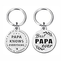 Papa Gifts Keychain, Papa Birthday Gifts, Papa Fathers's Day Christmas Key Chain, Papa Knows Everything, Best Papa Ever Gifts, Personalized Papa Stainless Present