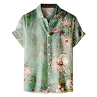 Hawaiian Shirt for Men 2024 Funny Bowling Tops Men's Shirts Retro Tropical Floral Print Short Sleeve Button Down Shirt