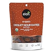 Elan Organic Pitted Dates, 6.5 oz, Naturally Sweet Dried Fruits, No Pits, No Sugar Added, No Sulphites, Non-GMO, Vegan, Gluten-Free, Kosher, Deglet Noor Dried Dates