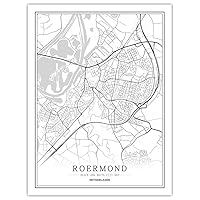 SLYBDA Netherlands Roermond City Maps Posters Canvas Prints Wall Art Pictures Painting Modern Home Decor Minimalist Living Home Bedroom Nordic Style Space Decoration 70X100 cm No Frame
