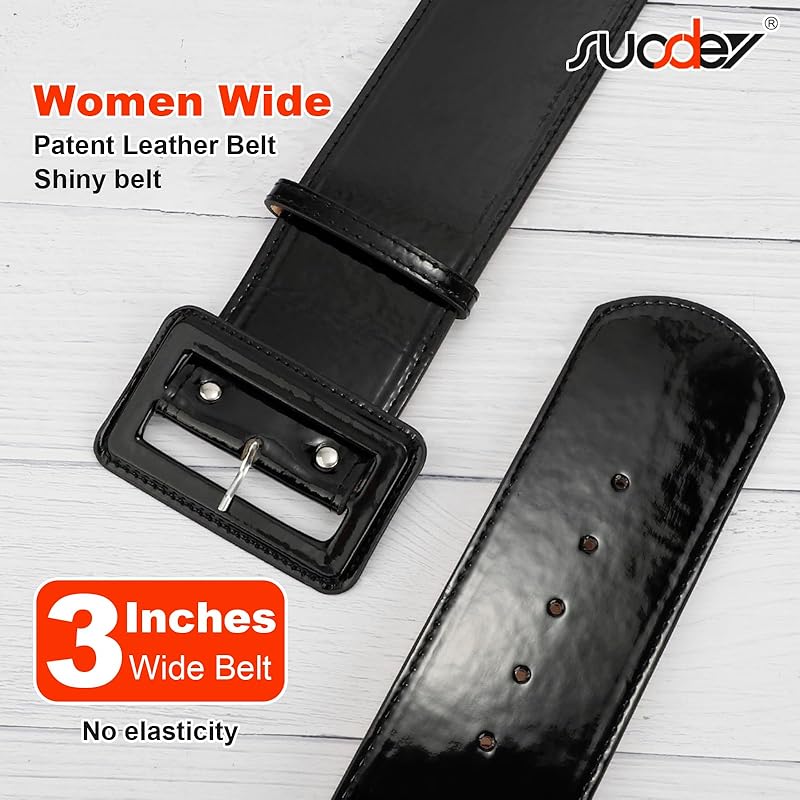 SUOSDEY Women Wide Patent Leather Belt Fashion Square Buckle Waist Belt  Cinch Belt for Dresses at  Women’s Clothing store