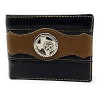 Texas West Tooled Texas State Map Genuine Glossy Leather Men's Wallet in 3 Colors (Black)