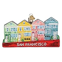 San Francisco Painted Ladies Glass Blown Ornament for Christmas Tree