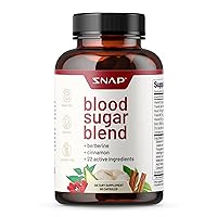 Snap Supplements Blood Sugar Blend Supplement - Natural Supplement with Berberine, Cinnamon, Organic Turmeric, Alpha Lipoic Acid, Zinc & Other Vitamins and Herbs, Non-GMO, 60 Capsules