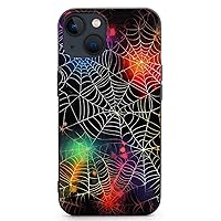 Halloween Bats Spider Web Rainbow Cute Case for iPhone 13 Mini/iPhone 13/iPhone 13 Pro/iPhone 13 Pro Max Shockproof Protective Cover