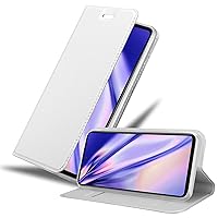 Book Case Compatible with Samsung Galaxy A72 in Classy Silver - with Magnetic Closure, Stand Function and Card Slot - Wallet Etui Cover Pouch PU Leather Flip