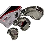 Premium Stainless Steel Kidney Tray Set of 3 Each Different Dishes Reusable Metal Basin Holloware Emesis Basin(Small Medium and Large)