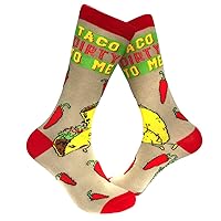 Taco Dirty to Me Socks Funny Saying Graphic Novelty Crazy Fun Gag Gift for Him (Grey) - Mens (7-12)
