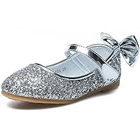 Girl's Shiny Sequins Sweet Bowknot Flat Shoes Princess Pumps