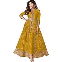 Wedding Reception Wear Indian Pakistani Stitched Slit Anarkali Gown with Dupatta Dresses