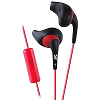 Gumy Sport HA-ENR15 Earbuds - in Ear Headphones with Nozzle Secure Comfort Fit, Sweat Proof, 3.3ft Color Cord with iPhone Compatible Slim Plug (Black/Red)
