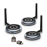 AIMIBO Wireless HDMI Transmitter & 2 Receivers, Multiple TVs, 5G HDMI Wireless Extender, 1080P@60Hz, 165FT/50M, 2 App Screen Monitoring for Laptop, Camera, TV Box to TV, Projector, Phone (1TX+2RX)