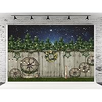 20X10ft Christmas Wood Fence Photography Background Forest Night Starry Backdrops for Party Banner Decor Photo Booth