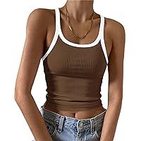 AUSELILY Womens Tank Top Womens Round Neck Basic Racerback Ribbed Tank Top Women