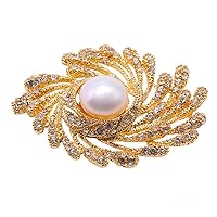 JYX Pearl Brooch for Women White Freshwater Cultured Pearl Brooches Pins