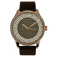 Classical Greek MEANDROS Italian Designer Circle Solid Brass 40 mm Designer Wrist Watch