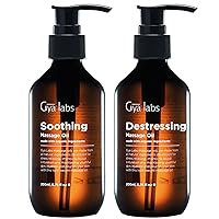Soothing Massage Oil for Massage Therapy & Destressing Massage Oil for Women Dry Skin Set - 100% Pure Therapeutic Grade Essential Oils Set - 2x200ml - Gya Labs