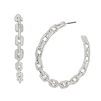 Steve Madden Women's Frozen Chain Hoop Earrings