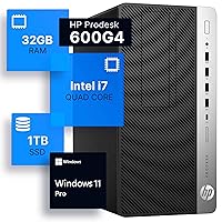 HP ProDesk 600G4 Tower Desktop Computer | Intel i7-8700 (3.4) | 32GB DDR4 RAM | 1TB SSD Solid State | Wi-Fi 5G + Bluetooth | Windows 11 Professional | Home or Office PC (Renewed)
