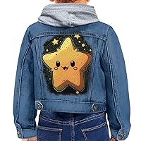 Star Character Toddler Hooded Denim Jacket - Anime Jean Jacket - Kawaii Denim Jacket for Kids