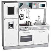   Basics Kids Corner Wooden Kitchen Toy Playset with  Stove, Oven, Sink, Fridge and Accessories, for Toddlers, Preschoolers,  Children Age 3+ Years, Espresso/Gray, 39.37L x 28.35W x 35.04H : Toys 