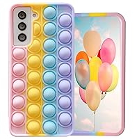 Case for Samsung Galaxy A71 4G&5G, Push Bubble Fidget Stress Relief and Anti-Anxiety Protection Cover + Cell Phone Stand, Rainbow