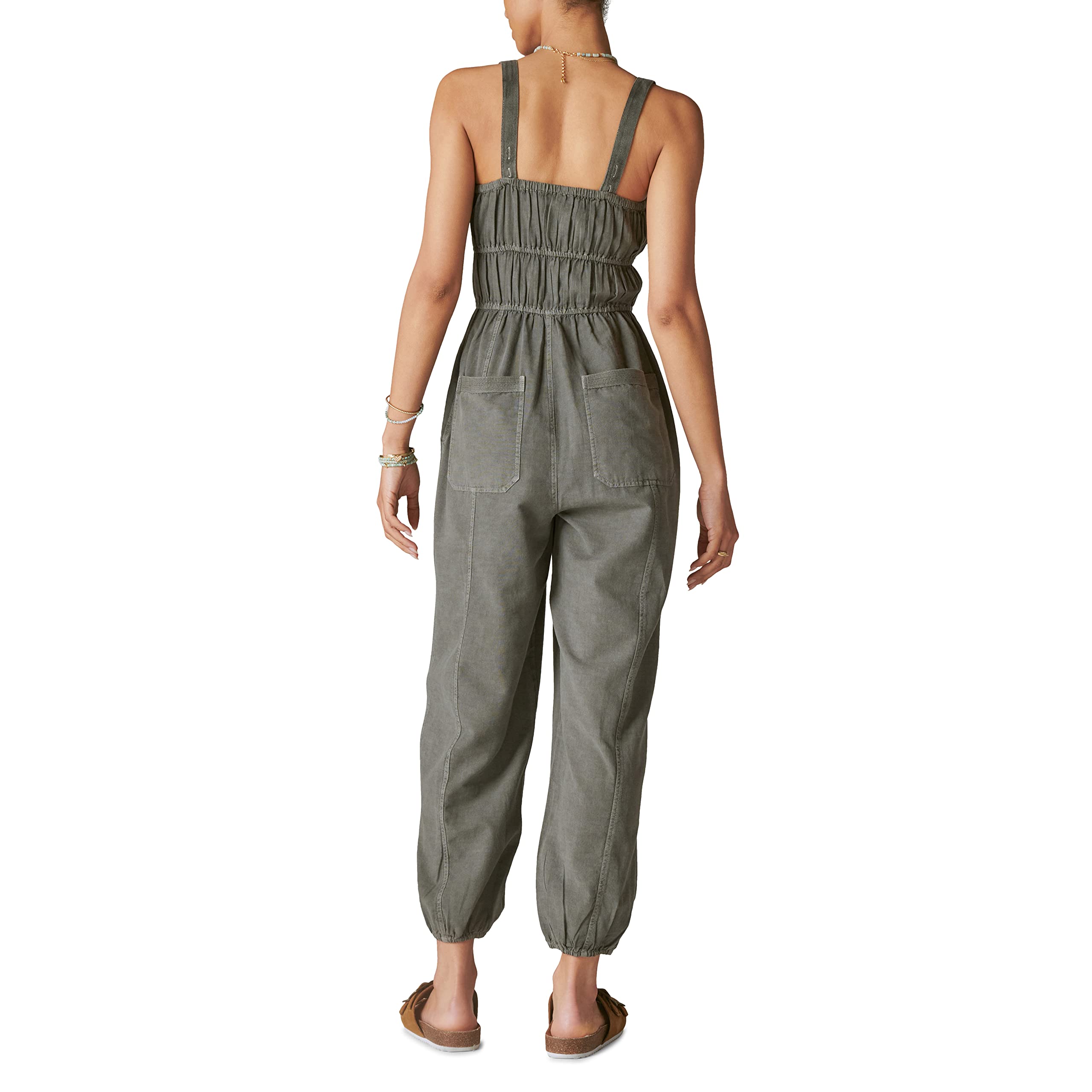 Lucky Brand Womens Women's Tie Front Utility Jumpsuit