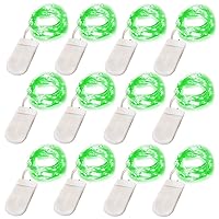 Fairy Lights 12Pack Battery Operated String Lights 7FT 20LED Christmas Lights Silver Wire Mason Jar Lights for Wedding Birthday Party Ceremony Christmas Thanksgiving Decoration, Green