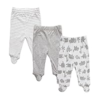 Spasilk Baby Boys' 3 Pack Cotton Pull on Footed Pants