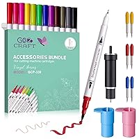 Accessories Bundle for Cricut Makers and All Explore Air, 21Pcs Perfect Draw Then Cut Tools, Deep Cut Housing, Replacement Cutting Blades, 12 Colors Dual Tip Pens, Pens Adapters