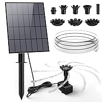 AMZtime Solar Fountain Pump with Panel 2.5W DIY Solar Water Pump Kit with 6 Nozzles and 4ft Water Pipe Solar Powered Fountain for Bird Bath Fish Tank Outdoor Pond Patio Garden 