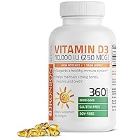 Bronson Vitamin D3 10,000 IU (250 mcg) High Potency - Supports Healthy Immune System, Strong Bones, Muscles & Teeth - Non GMO, 360 Softgels (1 Year Supply)