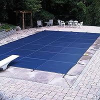 Retractable Pool Blankets for Inground Swimming Pools, Rectangle/Kidney Shaped/Oval, Heavy Duty Mesh Leaf Cover, with Accessories, with Brass Anchors and Stainless Steel Spring (Color : Blue, Size :