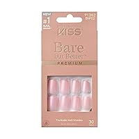 Bare But Better, Press-On Nails, Nail glue included, Spicy', Light Pink, Short Size, Squoval Shape, Includes 30 Nails, 2G Glue, 1 Manicure Stick, 1 Mini File