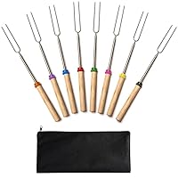 Marshmallow Roasting Sticks,Marshmallow Sticks Kit Extending Roaster 32 Inch Set of 8 Telescoping Stainless Steel. Smores Skewers & Hot Dog Forks Kids Camping Campfire Fire Pit Accessories.