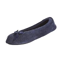 Isotoner Women's Classic Terry Ballerina Slipper: Soft, Breathable, Terry Lined, Satin Bow, Secure Fit