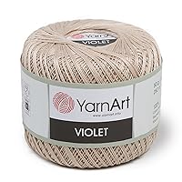 1 Skein YarnArt Violet,100% Mercerized Cotton Yarn Threads Crochet Lace Hand Knitting Yarn Embroidery Arts Crafts (Beige 4660)