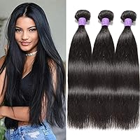 10A Peruvian Straight Human Hair 3 Bundles - 10 12 14 inches virgin human hair Straight Weave Hair 100% Unprocessed Human Bundles Human Hair Extensions for Black Women Nature Color