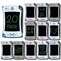 Boogie Board 20 Pack Jot Pocket Reusable Drawing Boards, Mini Writing Tablets with Instant Erase and Attachable Stylus, Sketch and Doodle Pads for Party Favors, Classroom Rewards, and Goodie Bag Suffe
