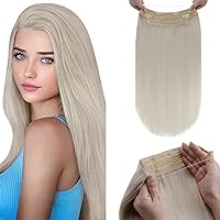 LaaVoo Sew in Weft Hair Extensions 14 Inch #60 Platinum Blonde Wire Hair Extensions Human Hair 14 Inch