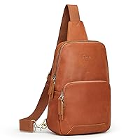 S-ZONE Sling Bag for Men Women RFID Blocking Genuine Leather Crossbody Shoulder Bag Backpack Hiking Daypack Travel