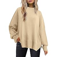 Womens 2023 Fall Winter Crew Neck Long Sleeve Oversized Casual Chunky Loose Fit Pullover Sweater Jumper Tops