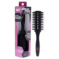 Straighten & Style Round Brush - for All Hair Types - A Perfect Blow Out with Less Pain, Effort and Breakage - Open Barrel Design For High Speed Drying In Less Time, Black