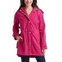 Jessica Simpson Women's Jacket – Water Resistant Softshell Raincoat, Ruffle Back - Long Hooded Rain Jacket for Women, S-XL