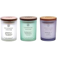 Peace + Tranquility, Balance + Harmony, Serenity + Calm Scented Candle Gift Set, Small Jar (3-Pack), Assorted