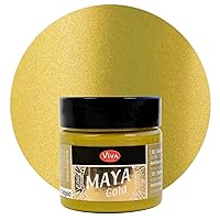 Viva Decor Maya Gold (Old Gold) 1.52 Fl Oz - Shiny metallic acrylic paint for creative works on wood, glass, and porcelain. Impact-resistant, smudge-proof, and weatherproof for long-lasting results