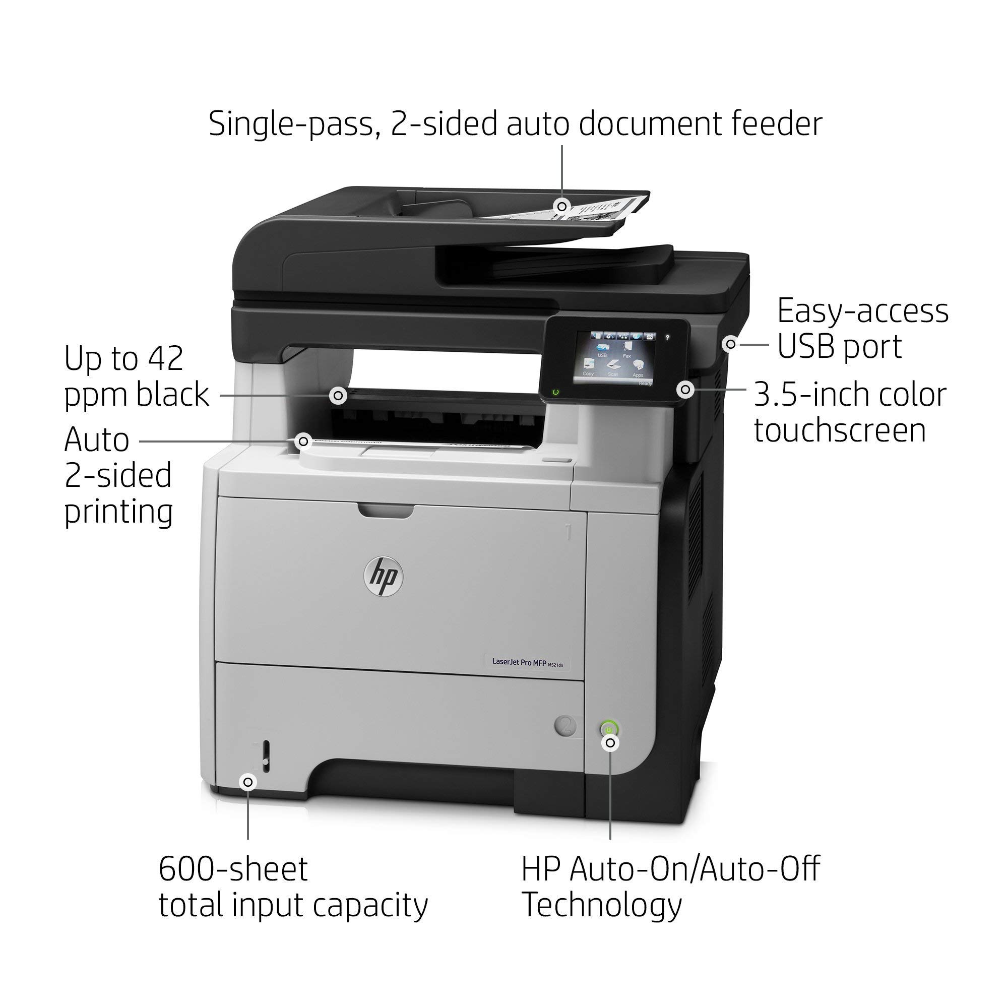 HP Laserjet Pro MFP M521dn Printer, (A8P79A) (Renewed)