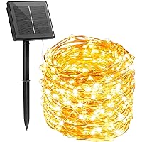 Solar String Lights for Outside, 33Ft 100 LED Outdoor Solar Fairy Lights, 8 Modes Balcony Lights for Tree Patio Christmas Party Wedding Decor (Warm White)